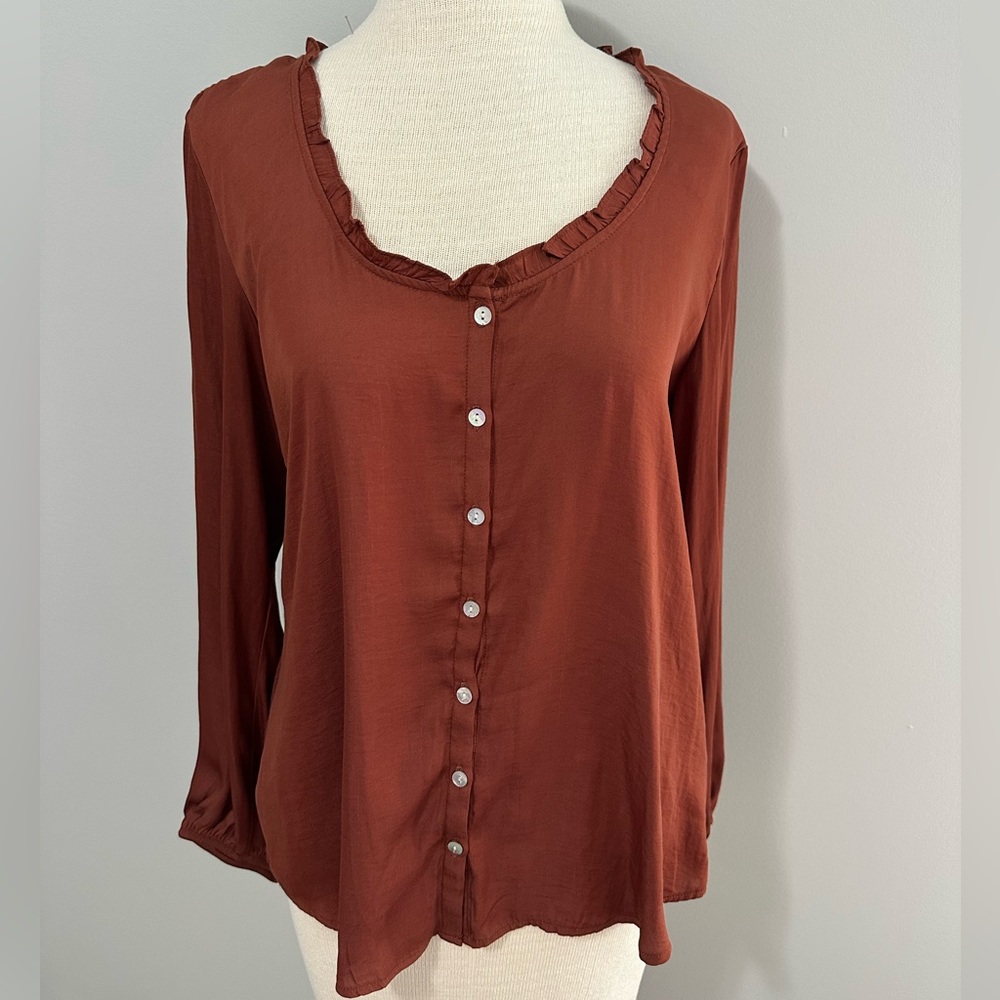 Anthropology Dolan Left Coast Marilyn Button Down Top Burnt Orange
